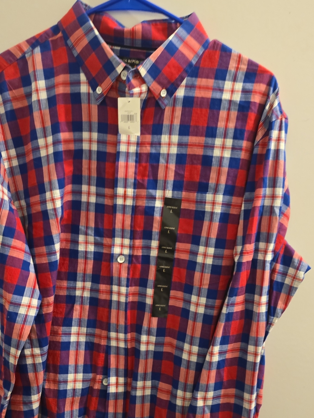 Banana Republic Red and Blue Plaid Button-Down Shirt